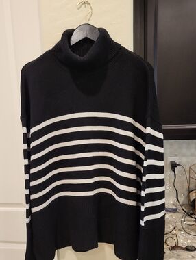 Gap Cotton Striped Turtleneck Large TALL
